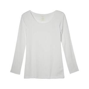 Innersy Womens Tops Thermal Underwear Round Neck Base Layer Shirt White Size S